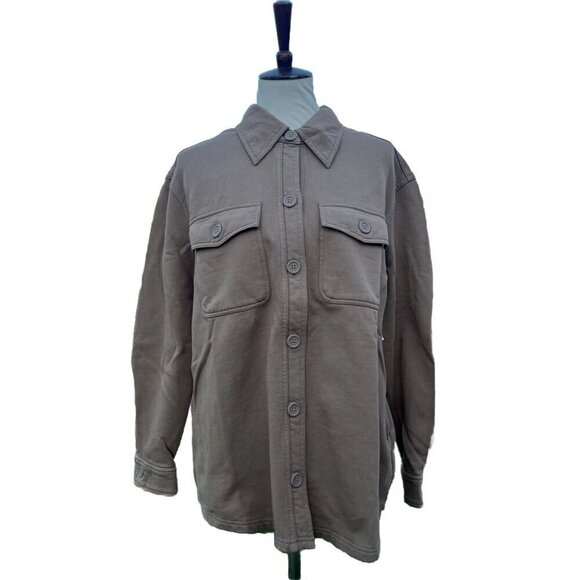 GSO235 Good American Cotton Fleece Shacket Shirt Jacket Size 1/2 - Picture 10 of 10